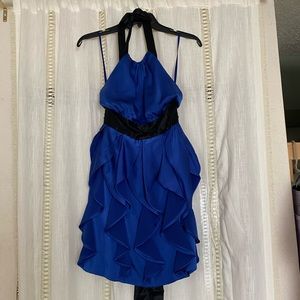 Royal Blue BCBG Ruffle Silk Halter Dress